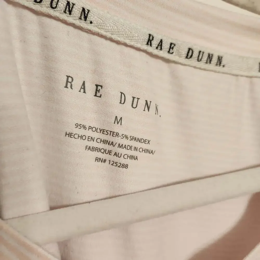 Rae Dunn Pink Striped Short Sleeve V-Neck Sleepshirt with Love Pocket